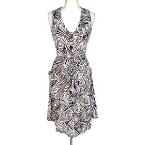 MILE GABRIELLE Size L Brown Printed Belted Sleeveless Button Front Shirtdress